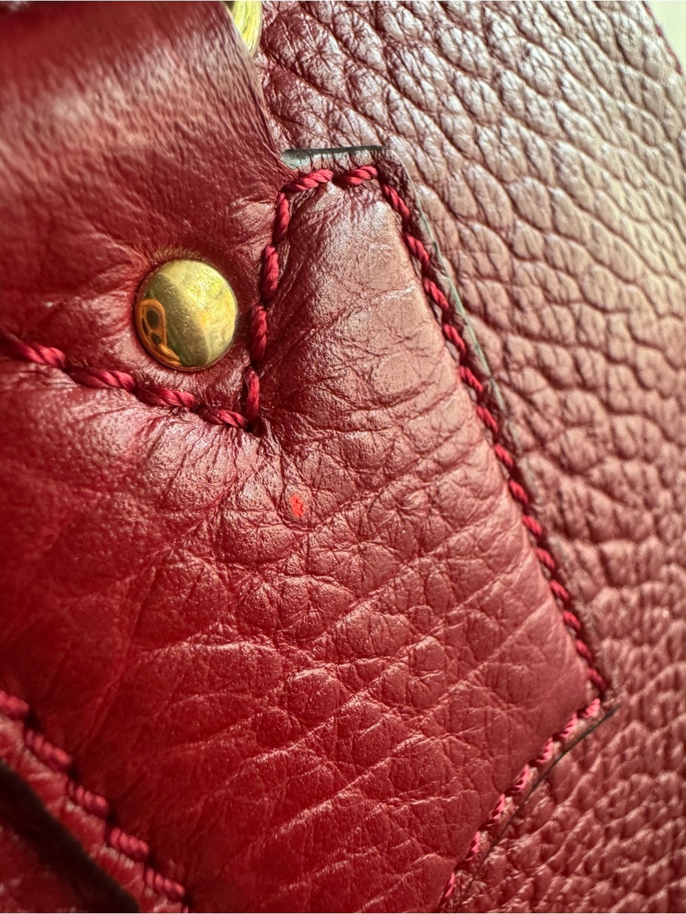 Burberry Red Textured Leather Dome Satchel with Gold Hardware - Picture 7 of 7